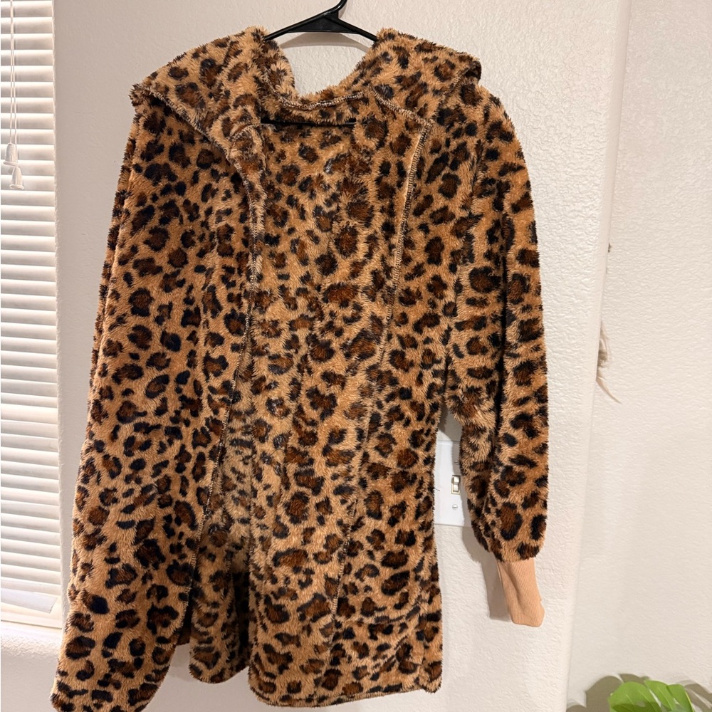 Leopard Print Faux Fur Coat
